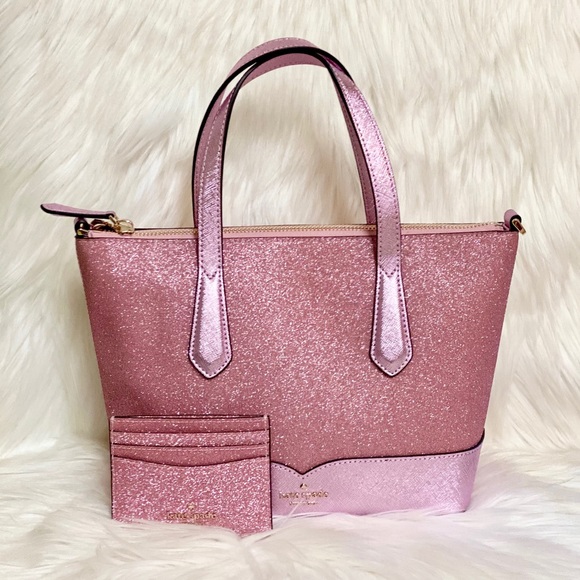 kate spade Handbags - NEW KATE SPADE LOLA GLITTER SATCHEL & CARD HOLDER
